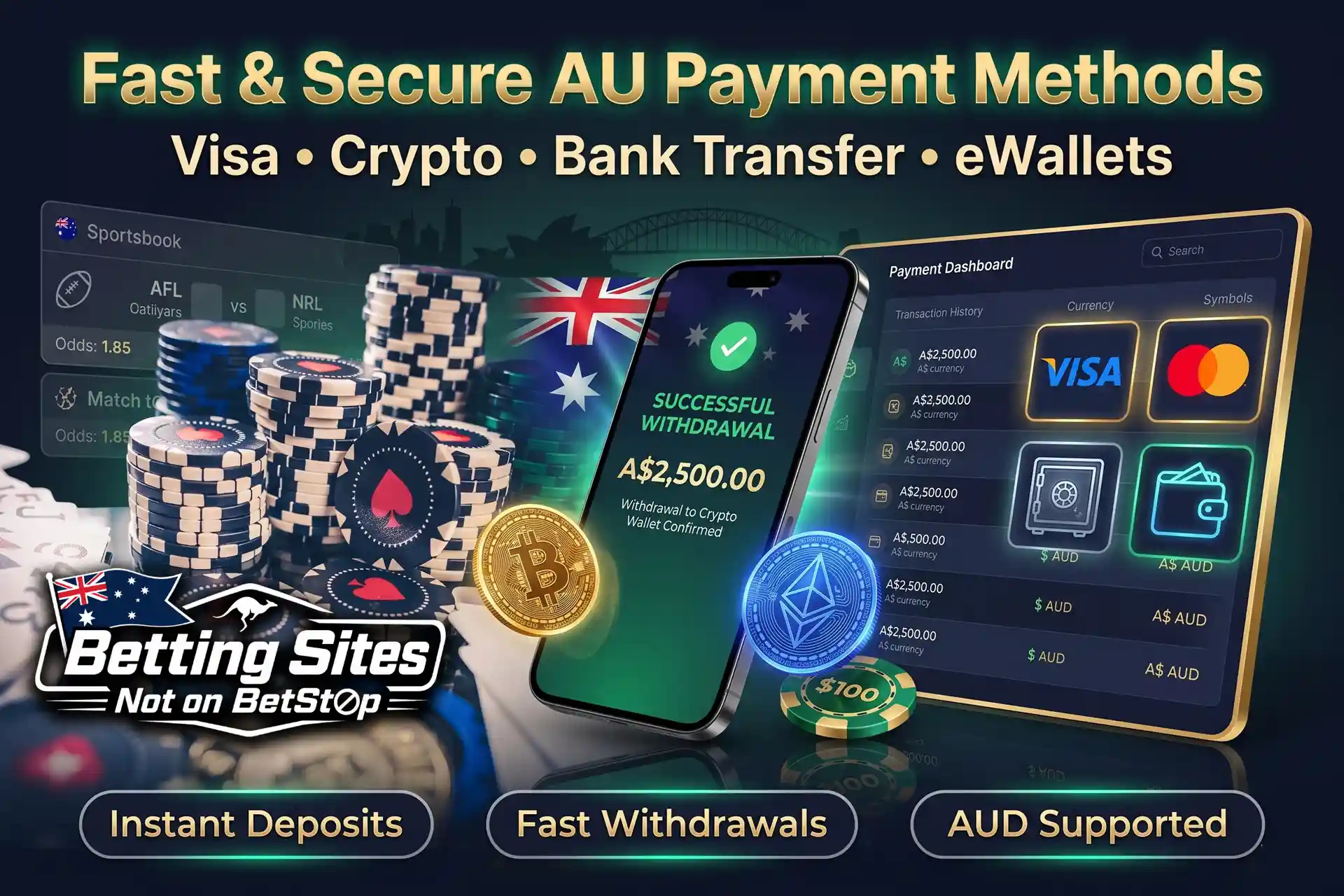 Secure payment methods available on betting sites not on Betstop for Australian users